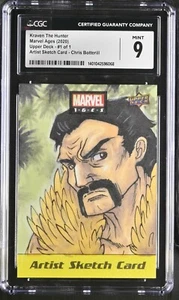 Marvel Artist Sketch Card 1/1 - Kraven The Hunter - Chris Botterill - CGC 9 - Picture 1 of 2