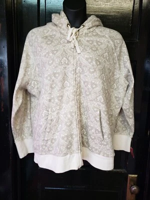 Sudadera con Capucha Mujer Merona 3X Cremallera Completa Beige y Marfil Floral Talla 3 Foto 1 de 4