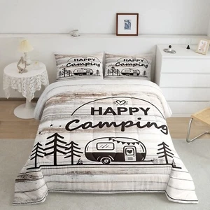 Camper Comforter Set Queen Size Happy Camping Bedding Set for Kids Boys Girls... - Picture 1 of 6