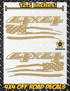 4x4 Truck Decal GOLD US AMERICAN FLAG Chevrolet Silverado Colorado GMC Sierra - Picture 1 of 1