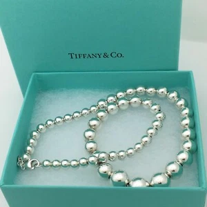 18" Tiffany & Co HardWear Graduated Bead Ball Necklace with Blue Box or Pouch - Picture 1 of 6