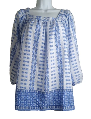 Canyon River Blues 女式白色蓝色花卉上衣 3/4 袖 XL 码 — 第 1/4 张图片