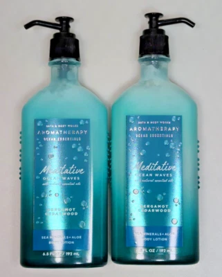 x2 Bath Body Works Meditative Ocean Waves BERGAMOT CEDARWOOD Body Lotion 6.5 oz - Image 1 of 2
