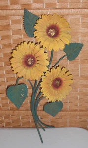 Vintage Metall Sonnenblume dekorative Wandbehang Dekor 16" - Bild 1 von 5