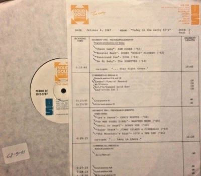 RADIO SHOW 10/6/87 TODAY 60's: BOBBY VEE, DION, 4 SEASONS, BEACH BOYS,SAM COOKE - Image 1 of 2