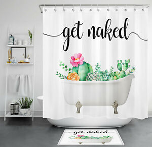 Cactus Flower Shower Curtain Green Succulents Get Naked Bathroom Accessories Set
