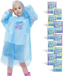 Disposable Rain Ponchos for Kids,Rain Ponchos Family Pack,Clear Kids Ponchos,Ind - Picture 1 of 12