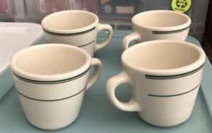 Taza de peluche Homer Laughlin Fishs de colección rayas verdes artículos de restaurante cerámica 8 OZ - Imagen 1 de 6