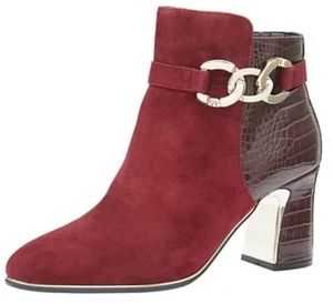 MODA CUERO Borgoña Gamuza 'Lori' Bota al tobillo Reino Unido 7 EU40 Precio de venta sugerido por el fabricante £ 120 - Imagen 1 de 3