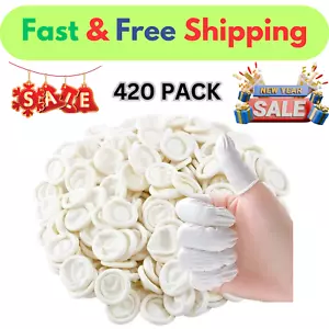420-Pcs Disposable Latex Finger Cots Medium Size Anti Static Fingertip Protector - Picture 1 of 7