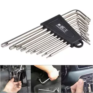 Set of 9 Torx Hex Key Wrench, Long Arm Tamper Proof Star Screwdriver Torque R... - Picture 1 of 7