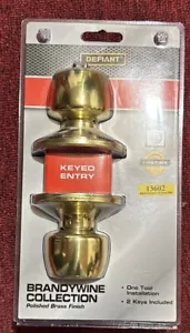 Defiant Brandywine Keyed Entry Door Knob in Polished Brass 154 709 With 2 Keys - Picture 1 of 5