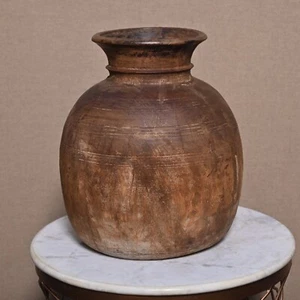 Vintage Wooden Himachal Pot Wood Water Dispenser Antique Pot Vases 12x12x14.5 In - Picture 1 of 6