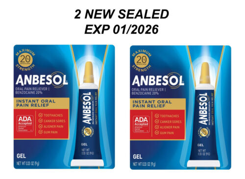 ANBESOL Maximum Strength Oral Pain Reliever (.33 oz) EXP 1/26 - 2 NEW SEALED