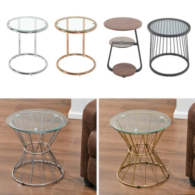 Stylish Round Coffee Table Sofa Side End Living Room Furniture Tempered Glass UK - Image 1 of 4