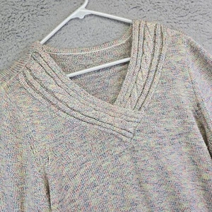 Christopher Banks Sweater Womens XL Cable Knit Rainbow Chunky Grunge Hippie Boho - Picture 1 of 14