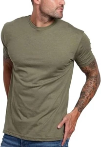 INTO THE AM Men's Short Sleeve Crew Neck T-Shirt Soft Fitted, Green, Size: M - Picture 1 of 6