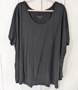 Ava Viv Size 4X Black Casual Short Sleeve Womens Cotton Top - Picture 1 of 8