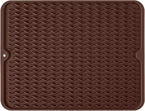 Silicone Dish Drying Mat - Non-Slip Heat-Resistant Sink Mat Kitchen 18" X 16" - Picture 1 of 12