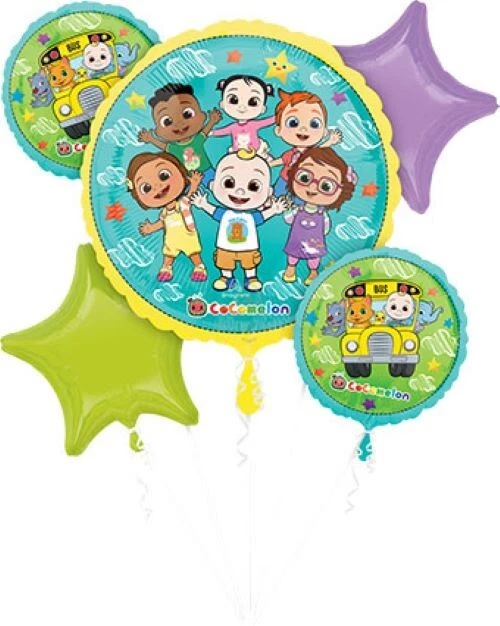 CoComelon 5 Piece Anagram Balloon Bouquet Birthday Party Decorations Supplies - Image 1 of 1