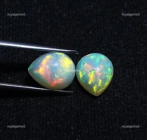 Cabujón de pera de ópalo natural 2 piezas de alambre envuelto en piedras preciosas colgante suministro 3x6x8 mm - Imagen 1 de 4