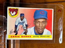 1955 TOPPS #28 ERNIE BANKS HOF CHICAGO CUBS HOF 2ND YEAR CARD VG