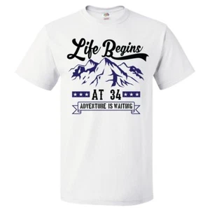 34th Birthday Gift For 34 Year Old Life Begins T Shirt - Picture 1 of 2