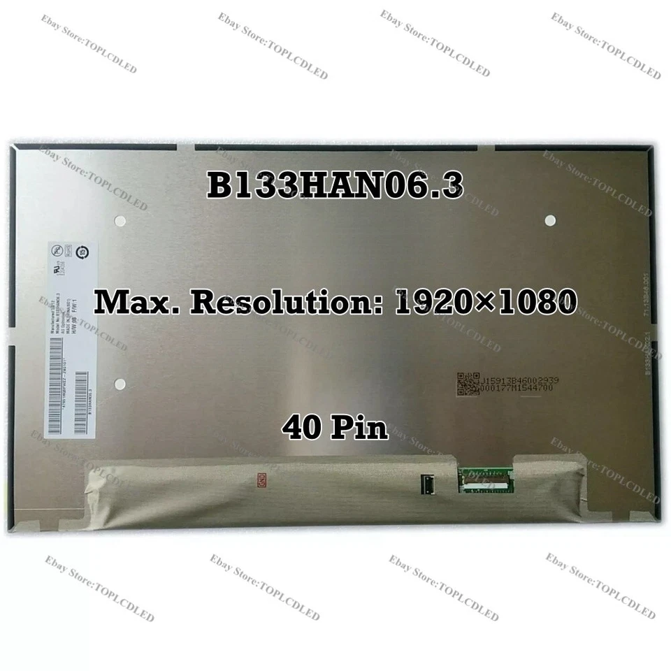 B133HAN06.3 13.3" FHD 60Hz IPS 72% NTSC EDP 40 Pin LED LCD Screen Panel Display - Image 1 of 1