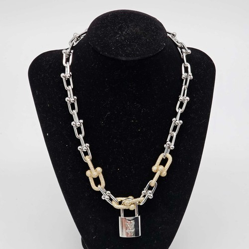 LOUIS VUITTON（LV） Lucchetto e chiave Louis Vuitton originale argento con argento puro 925 senza marchio placcato oro 14k