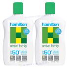 2 x Hamilton Active Family SPF50+ Dry Touch Formula 4h Water Resist Lotion 250ml