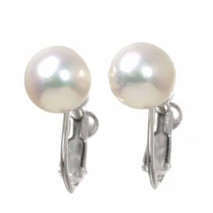 TASAKI Akoya Pearl 8.0mm Earrings 18K WG White Gold 750 90271055 - Picture 1 of 6