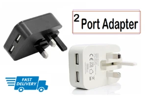 2 AMP Fast Dual Twin 2 Port USB Folding Charger UK Mains Wall Plug Adapter - Picture 1 of 6