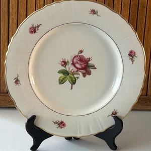 Victoria Federal Shape Syracuse China 10.5" Dinner Plate Pink Roses Gold Trim - Picture 1 of 8