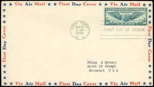 5/16/39 New York Cds to ST. JOSEPH MO, FDC Cover, Air Mail Envelope Scott #C24! - Picture 1 of 1