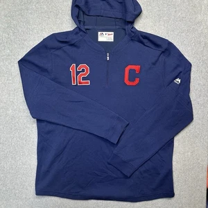 Majestic Cleveland Indians Guardians Herren blau 1/4 Reißverschluss Pullover Hoodie Gr. Large - Bild 1 von 9