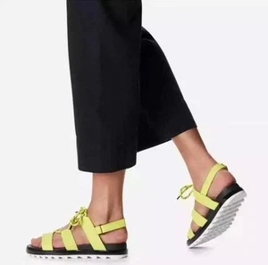 NIB Sorel Roaming Lace size 9.5 Slingback Gladiator Flat Leather Sandals Green - Picture 1 of 3