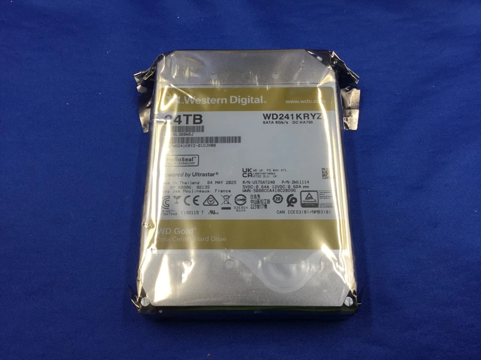 WD241KRYZ Western Digital Gold 24TB 7.2k SATA 6Gb/s 512MB Internal Hard Drive - Image 1 of 2