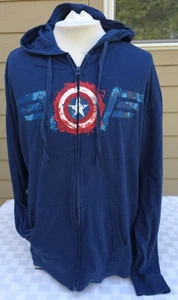 Marvel Avengers Long Sleeve  Lightweight Hooded Shirt 2XL Navy EUC - Picture 1 of 9