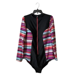 Torrid kabelloser Langarm-Badeanzug Rashguard Einteiler Größe 2 (2X) Reißverschluss vorne - Bild 1 von 10