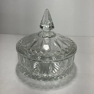 Plato de caramelo vintage Princesa de vidrio transparente con patrón de corte de diamante con tapa 6" Indiana - Imagen 1 de 5