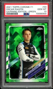 2021 Topps Chrome F1 Oscar Piastri /75 Green Portrait Rookie 59 PSA 10 GEM RC SP - Picture 1 of 5