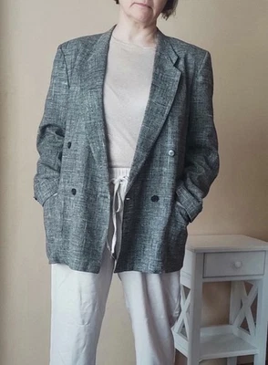 Blazer vintage Linea Adriano para mujer M de gran tamaño texturizado hecho en Suiza aspecto de lino Foto 1 de 4