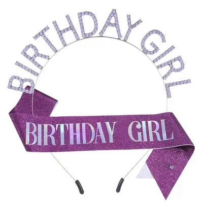 Faja Cumpleaños Niña Cumpleaños Corona para Niña Mujeres Brillo Cumpleaños Faja Rin... Foto 1 de 4