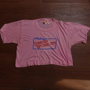 Camicia crop top vintage anni 80 90 Kathy Smith danza allenamento punto singolo M - Foto 1 di 4
