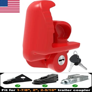 Universal Trailer Hitch Coupler Lock Fits 1-7/8, 2 and 2-5/16" Anti Theft+2 Keys - Foto 1 di 7