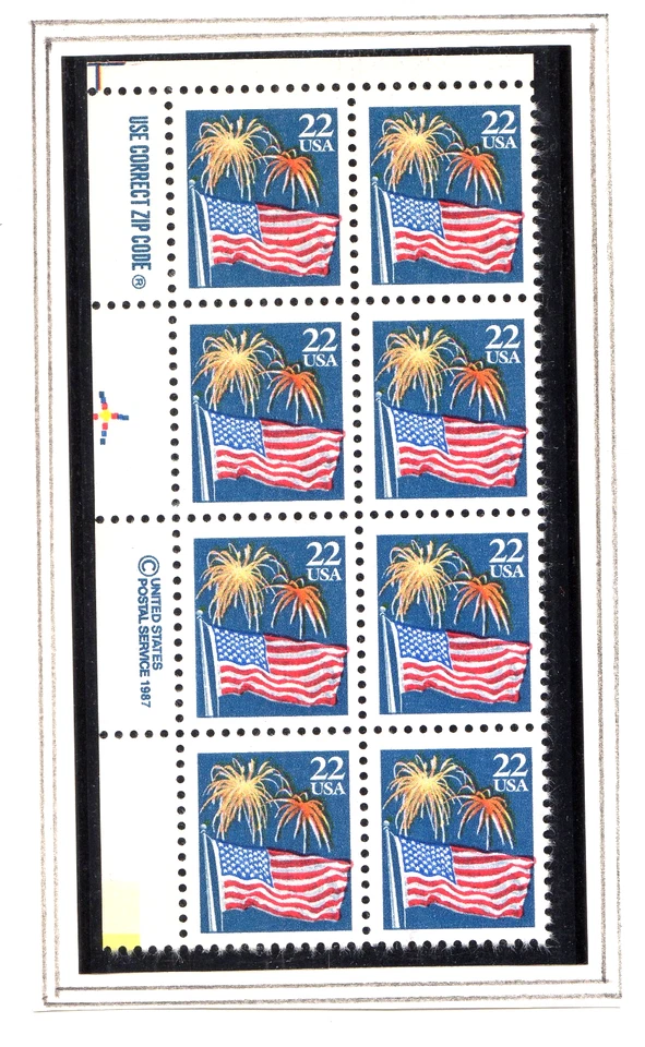 Scott #2276 Flag & Fireworks Zip Block of 8 Stamps - MNH - Image 1 of 1