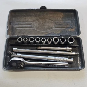 Craftsman V Serie 1/4" Steckschlüsselsatz Metallgehäuse unvollständig Vintage Sears Ölanschluss - Bild 1 von 5