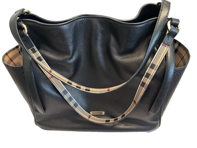BURBERRY BLACK LAMBSKIN TOP HANDLE HANDBAG, EXCELLENT QUALITY AND CONDITION - Image 1 of 4