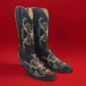 OLD GRINGO "LUCKY" Swarovski Crystal BROWN Cowboy Western Boots Size 8 - Picture 1 of 8