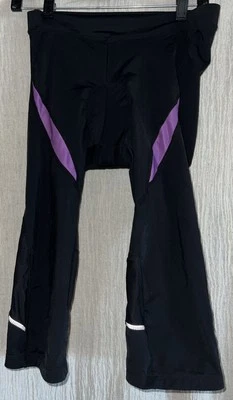 Santic Cycling Padded Bicycle Capri Pants Women’s Sz M Black / Purple Trim - Image 1 of 4